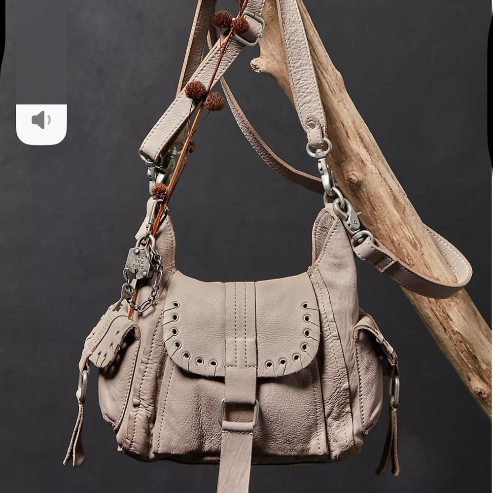 Free People Beige Leather Crossbody Bag